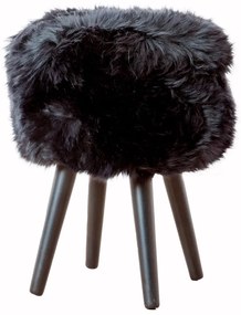 Black fekete ülőke bárányszőrme ülőfelülettel, ⌀ 30 cm - Native Natural
