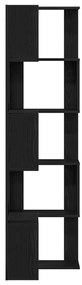 Sarok Könyvespolc 5 szintes Fekete Tölgy 50x50x179 cm Mérnöki Fa
