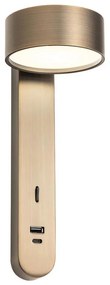Redo 01-4642 - SADES LED fali lámpa 6W/230V CRI 90 USB, bronz színű