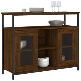 barna tölgy színű szerelt fa tálalószekrény 100 x 35 x 80 cm