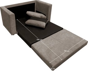 Kihúzható kanapé, szürkésbarna Taupe, BEJA