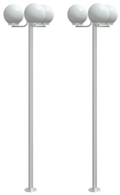 2 db ezüstszínű rozsdamentes acél kültéri állólámpa 215 cm