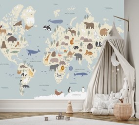Gario Fotótapéta A kontinensek pasztell térképe Anyag: Vlies, Méret: 200 x 140 cm