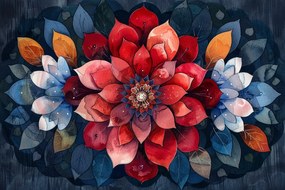 Vászonkép Canvas Akvarell Mandala Levelek Színes Zen Wellbeing 120x80