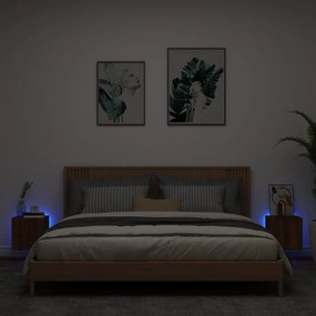 2 db barna tölgyszínű fali TV-szekrény LED-del 30,5x35x30 cm