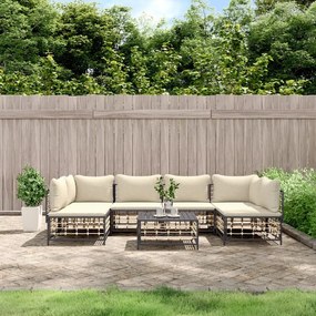 7 részes antracitszürke polyrattan kerti ülőgarnitúra párnákkal