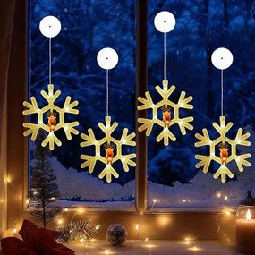 LED-es ablaklámpa karácsonyi tapadókorongokkal 4 db-os szett