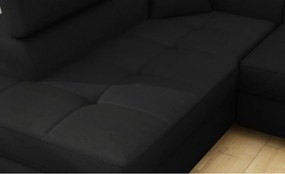 Fekete kinyitható-tárolóhelyes sarokkanapé (bal oldali-L alakú) Anton – ELTAP