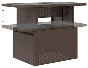 barna polyrattan üveglapos kerti asztal 100 x 55 x 73 cm