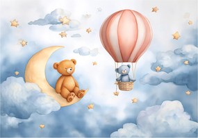 Fotótapéta Gyerekeknek Felhők Lufik Mackó Hold Gyerek Tapéta 200x140