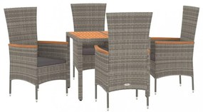 vidaXL 5 részes szürke polyrattan kerti étkezőgarnitúra párnával