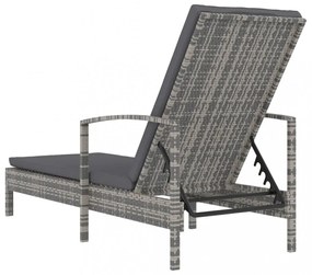 szürke polyrattan karfás napozóágy