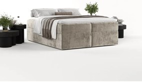 Világosbarna ágyneműtartós boxspring ágy 200x200 cm Yoko – Maison de Rêve