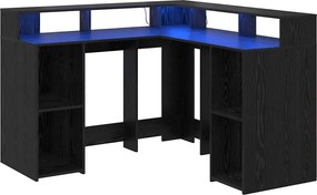 vidaXL Asztal polcokkal Fekete tölgy 130 x 130 x 91 cm Faanyag