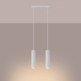 Sollux SL.1536 - Csillár zsinóron KARBON 2xGU10/10W/230V fehér