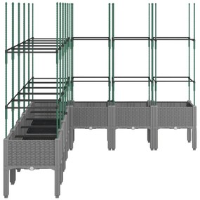 világosszürke PP rácsos kerti ültetőláda 200 x 160 x 142,5 cm
