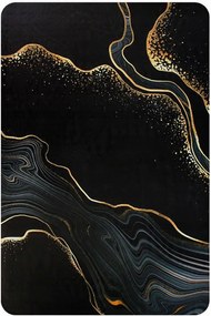 Fürdőszobaszőnyeg XXL 80x50 Márvány Fekete Csúszásgátló Gyorsan száradó