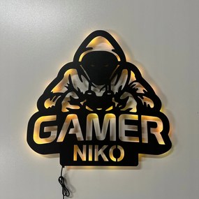 Gamer Az Ön nevével Led Éjjeli lámpa Fa kép 3D Gaming Ajándék