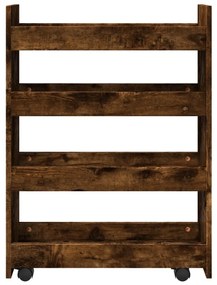 4 szintes füstös tölgy színű szerelt fa keskeny tárolókocsi