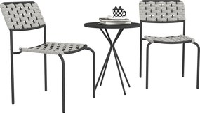 Outsunny Poly Rattan Kültéri Bútor Szett, Kert és Balkon Bútor 2 Személyre, 3 Darabos Ülőgarnitúra 2 Összecsukható Székkel és Asztallal, Időjárásálló