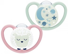 Baba cumi  NUK Space Nights 6-18h 2 db/BOX lány, vel. 6-18 m