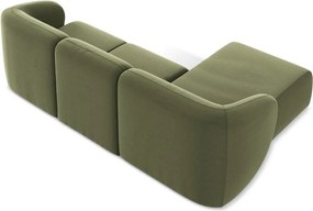 Zöld bársony sarokkanapé (bal oldali-heverő résszel) Lani – Makamii