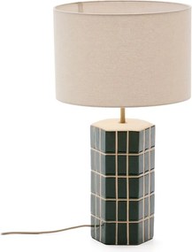 Zöld-krémszínű asztali lámpa textil búrával (magasság 61,5 cm) Rue – Kave Home