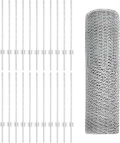 vidaXL Kerítés oszlopokkal Ezüst 0,8 x 50 m Acél