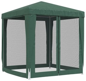 zöld HDPE rendezvénysátor 4 hálós oldalfallal 2 x 2 m