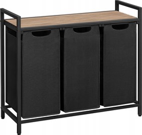 Szabadonálló szennyestartó kosár 3 rekesszel, felső asztallappal