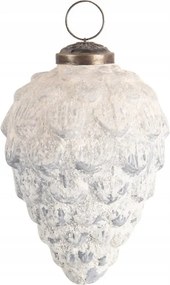 Fehér-krémszínű karácsonyi dekoráció patinával 7x10 cm