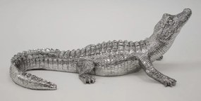 Tropical ezüst színű műanyag krokodil szobor 12x34x16.5cm