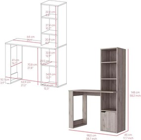 Polcos íróasztal tárolóval 98,5x45,3x162,5cm fehér FUR1233-1