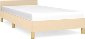 vidaXL krémszínű szövet ágykeret fejtámlával matrac nélkül 80 x 200 cm
