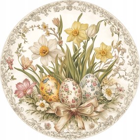 Kerámia poháralátétek Húsvéti motívum virágokkal és húsvéti tojásokkal