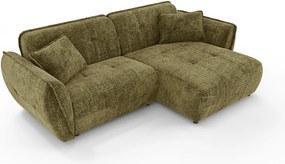 Zöld zsenília sarokkanapé (jobb oldali-heverő résszel) Nelia – Ropez