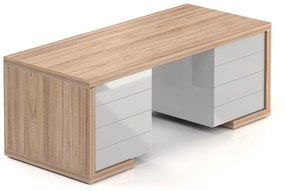 Lineart asztal 200 x 85 cm + 2x konténer, világos bodza / fehér