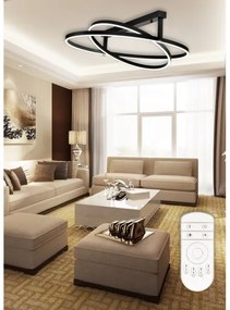 Top Light - LED Dimmelhető felületre szerelhető csillár SATURN 2xLED/25W/230V fekete + távirányító