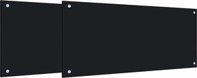 vidaXL Konyhai splashback 2 pcs Fekete 90 x 40 cm edzett üveg