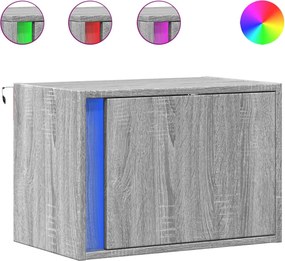 vidaXL 2 db szürke sonoma színű fali éjjeliszekrény LED-világítással
