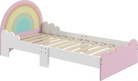 ZONEKIZ gyermekágy 3-6 éveseknek 143x74x66 cm-es szivárvány formájú fából készült gyermekágy modern hálószobai bútor 80 kg teherbírással Rózsaszín | A