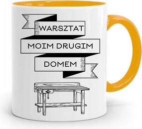 Sárga Bögre Asztalos Ajándék Műhely Otthonom Nyomtatott Fényképpel