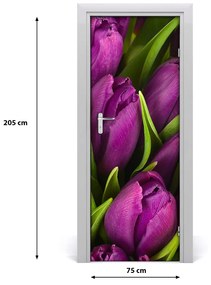 Ajtó tapéta lila tulipánok 75x205 cm