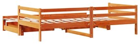 viaszbarna tömör fenyőfa kihúzható kanapéágy fiókkal 90 x 200cm
