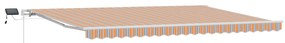 Kézi Behúzható Napellenző LED Többszínű Csíkkal 500x300 cm