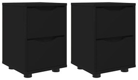 vidaXL Éjjeliszekrények fiókkal 2 pcs Fekete 30,5 x 30 x 43 cm Faanyag