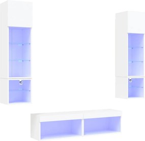 vidaXL 6 darab fehér szerelt fa fali TV-bútor LED-del