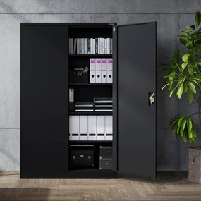 JAN II irodai, irattartó fémszekrény, 1150 x 1850 x 400 mm, fekete