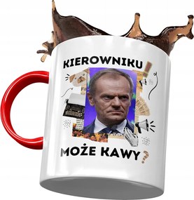 Bögre Piros Donald Tusk Po Ajándék Platform Nyomtatott Fotóval