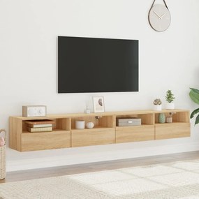 2 db sonoma tölgyszín szerelt fa fali TV-szekrény 100x30x30 cm